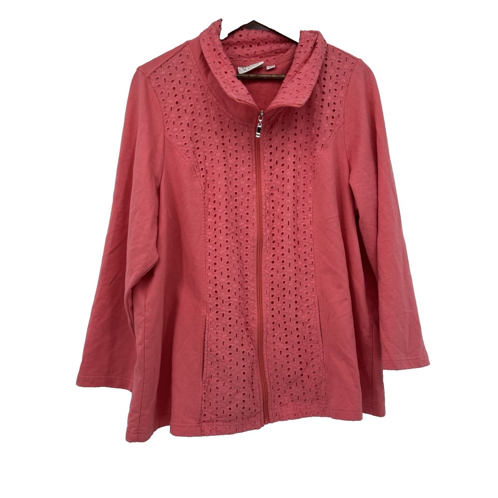 D & Co Active eyelet Zipper Zip Lightweight Shirt Jacket Peach plus 1X